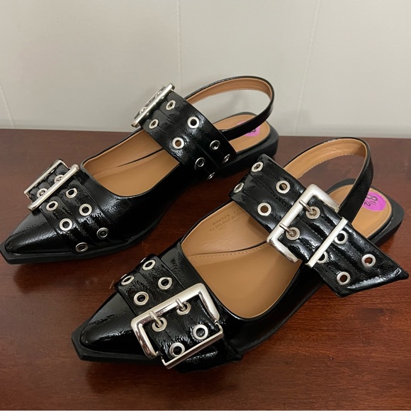 Cushionaire wander black shoe Maryjane flat silver buckle faux leather 8.5 nwot - Picture 7 of 12